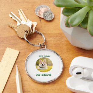 Personlig Fotomall för min Hund - Min bästa Rund Silverfärgad Nyckelring