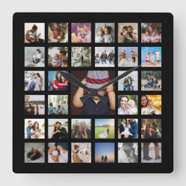 Personlig Fotomall - kollage Fyrkantig Klocka