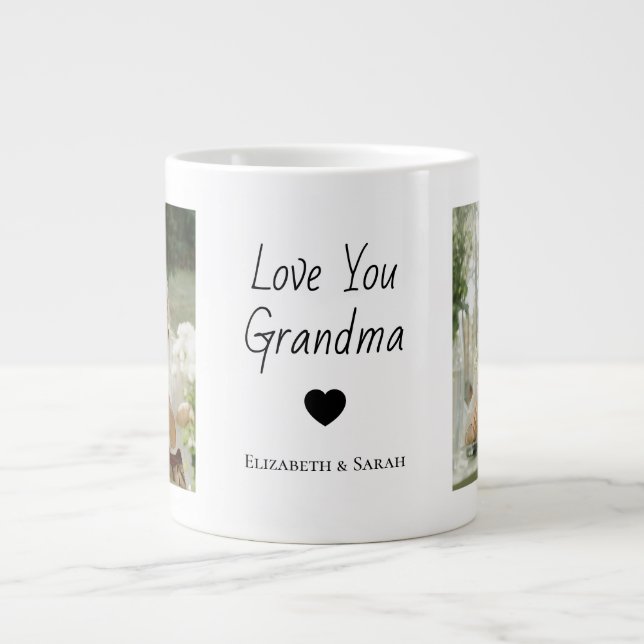 Personlig Foton och Kärlek You Grandma Jumbo Mugg (Framsidan)