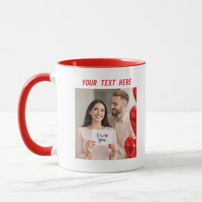 Personlig Foton och Text Glad Alla hjärtans dag Mugg (Vänster)