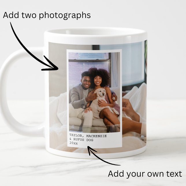 Personlig Foton och text Jumbo Mugg (Personalized Photos and Text Giant Coffee Mug from Ricaso. Make your own photo mugs. Design your own)