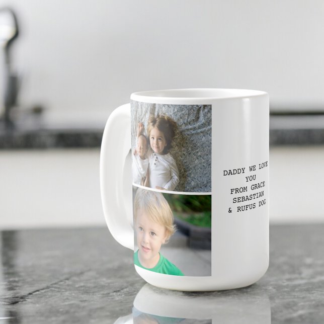 Personlig Foton och text Kaffemugg (Personalized Photos and Text coffee Mug from Ricaso. Add 4 photographs and your own text message)