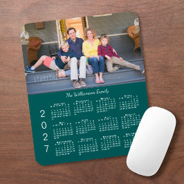 Personlig fotonamn Blågrön 2027-kalender Musmatta