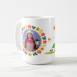 Personlig fotonamn Blommande trädgårdsblom Badge Kaffemugg