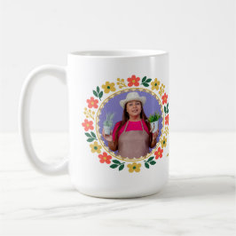 Personlig fotonamn Blommande trädgårdsblom Badge Kaffemugg