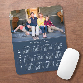Personlig fotonamn Marinblå 2027-kalender Musmatta