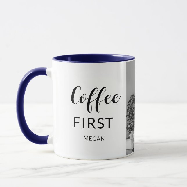 Personlig fotopresent för morgonritualer mugg (Vänster)