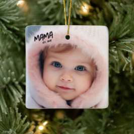 Personlig Fotopresent Mama Jul Julgransprydnad Keramik