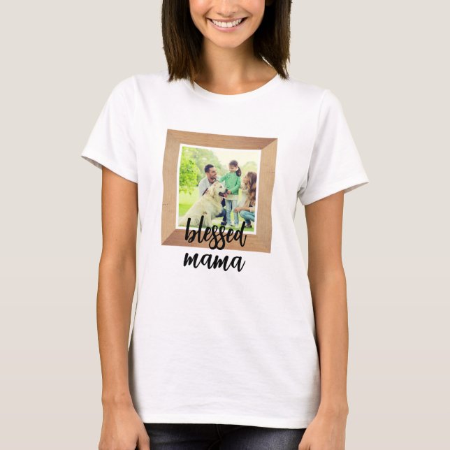 Personlig fotoram | Salig Mamma T Shirt (Framsida)