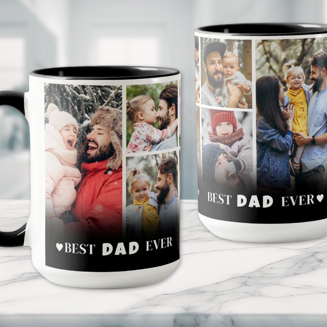 Personlig fotosamling Bästa pappa någonsin Pappa Mugg (Personalized Best Dad Ever 8 Photo Collage Father Mug )