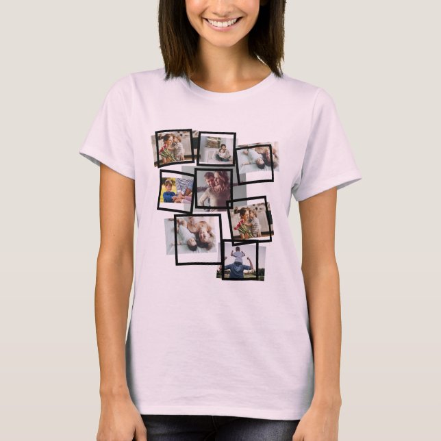 Personlig fotosammanställning för mors dag 9 bilde t shirt (Framsida)
