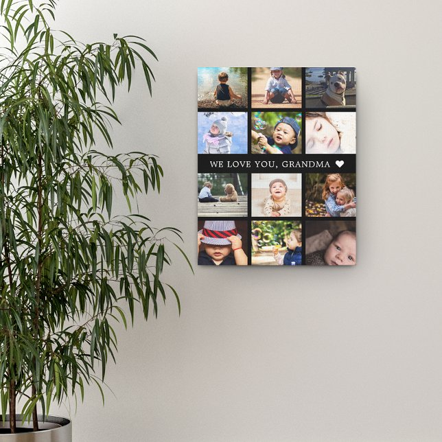 Personlig fotosammanställning Mormor Svart Canvastryck (Skapare uppladdad)