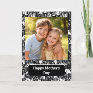 Personlig fotoskort Glad mors dag blommig Kort