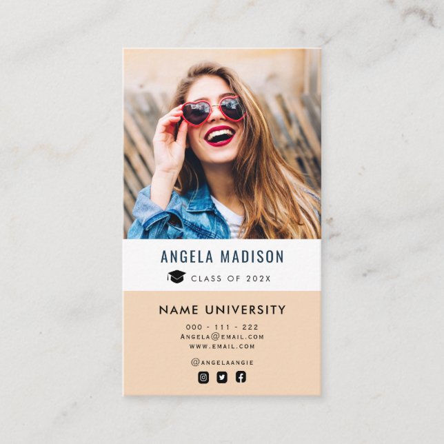 personlig fotot elegant studenten infogning visitkort (Framsida)