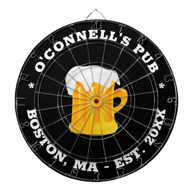 Personlig fotot logotyp namnens datumtecken svart darttavla (Framsidan)