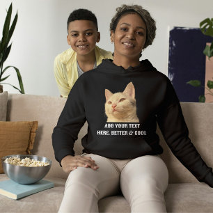 Personlig Fototext för Husdjur i Svart Vitt Kattma T Shirt