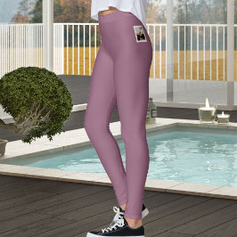 Personlig Fototext för Husdjur Modern Neutral Mauv Leggings