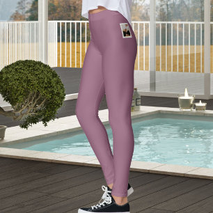 Personlig Fototext för Husdjur Modern Neutral Mauv Leggings