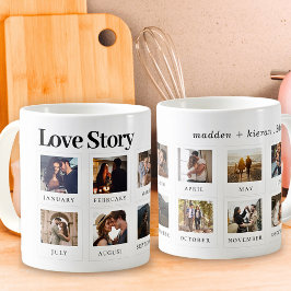 Personlig Fototext Modern Par Kärlek Story Kaffemugg