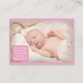 Personlig Fotovälsignad Rosa Birth Notice Tilläggskort