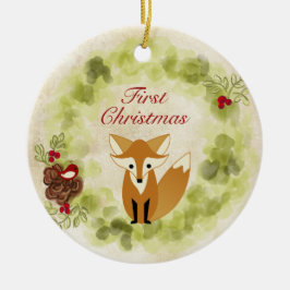 Personlig Fox och Wandes Baby Första jul Julgransprydnad Keramik