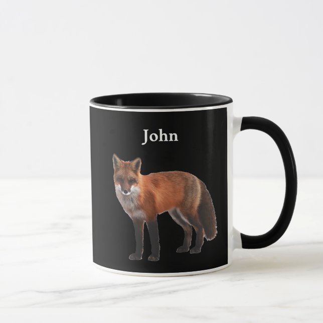 Personlig Fox på svart Mugg (Höger)
