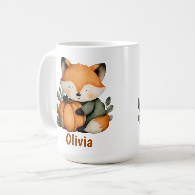 Personlig Fox Pumpkin Halloween-design Kaffemugg (Framsida vänster)