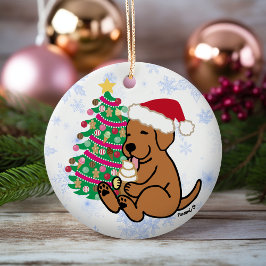 Personlig Fox Red Labrador Ice Cream Julgransprydnad Keramik