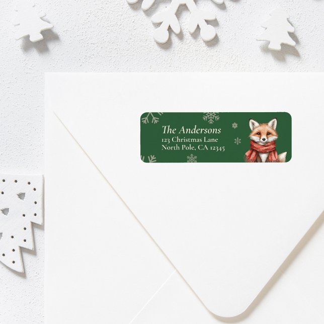Personlig Fox-Returetiketter Returadress Etikett (Personalized Fox Christmas Return Address Labels)