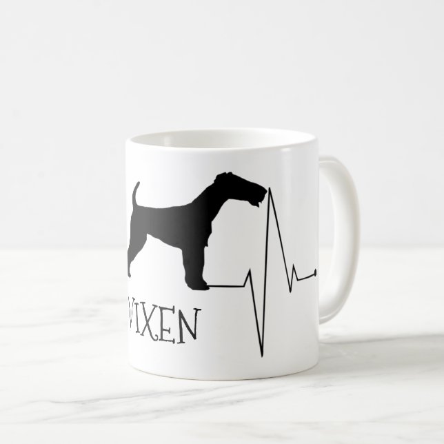 Personlig Fox Terrier Kärlek Mitt Hund Heart Beat Kaffemugg (Framsida höger)