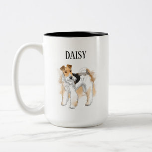Personlig Fox Terrier Photo Två-Tonad Mugg