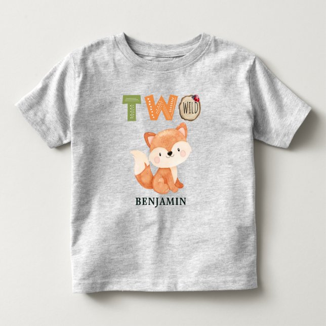 Personlig Fox Two Vild Woodland 2:a födelsedagen T Shirt (Framsida)