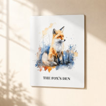 Personlig Fox Watercolor Art - Skogshydda