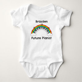 Personlig framtida pianist regnbåge baby bodysuit t shirt