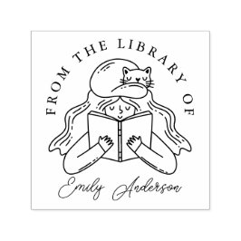 Personlig från Bibliotek vid Bok Frimärke Självfärgande Stämpel