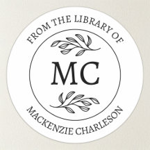 Personlig 'Från bibliotekets' monogram bokmärke