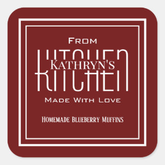 Personlig från Kitchen Homemade Red Food Label Fyrkantigt Klistermärke