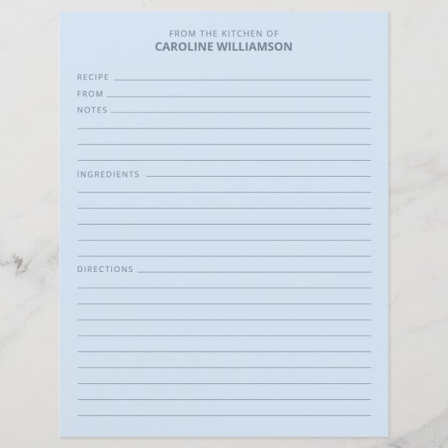 Personlig från Mitt kök Namn Blå Recept (Framsida)