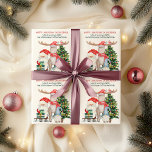 Personlig från Santa och Hans Helpers Presentpapper<br><div class="desc">Personlig som slår papper från Santa och hans Helpers! Underbar för små barn (och stora barn!), är designen en söt vattenfärgad illustration av tomten och hans hjälplösa, en dekorerad julgran, en sledge med gåvor och vismisk typografi. Ordalydelsen är fullt redigerbar och lyder för närvarande "God jul [namn] många kärlek från...</div>