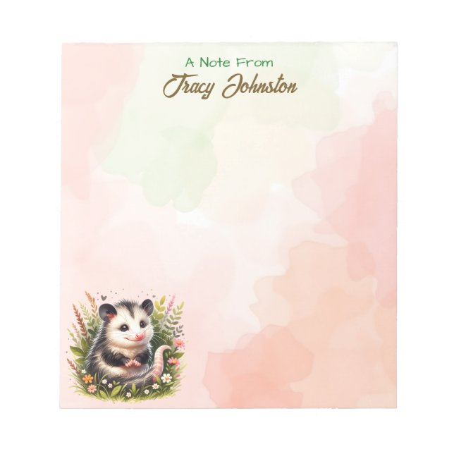 Personlig från vattenfärgens skrivbord Possum Anteckningsblock (Framsida)