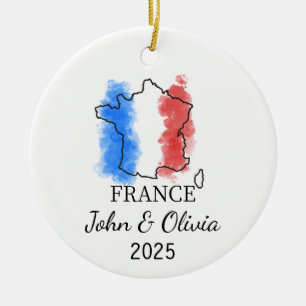Personlig Frankrike Ornament, Frankrike Flagga Gif Julgransprydnad Keramik
