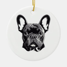 Personlig Fransk Bulldog Black and White Julgransprydnad Keramik
