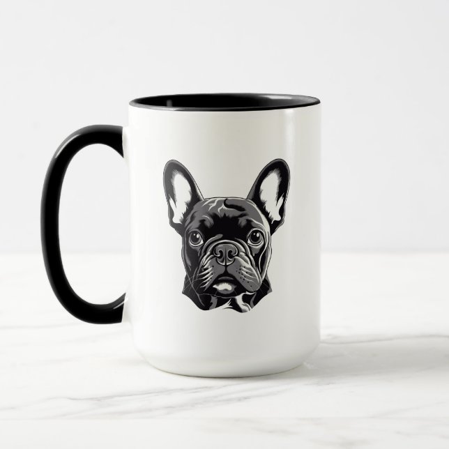 Personlig Fransk Bulldog Black and White Mugg (Vänster)