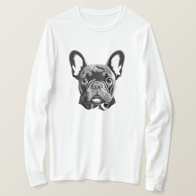 Personlig Fransk Bulldog Black and White T Shirt (Design framsida)