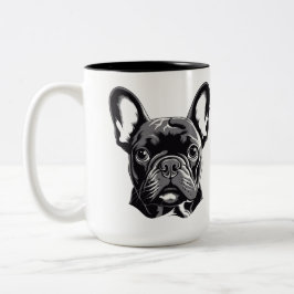 Personlig Fransk Bulldog Black and White Två-Tonad Mugg