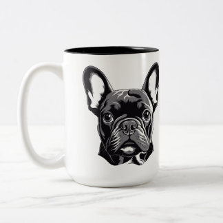 Personlig Fransk Bulldog Black and White Två-Tonad Mugg