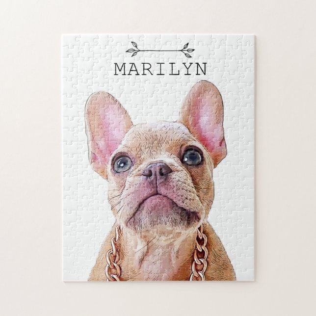 Personlig Fransk Bulldog | Cute Frenchie Pussel (Vertikal)