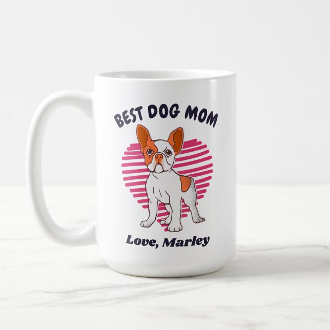 Personlig Fransk Bulldog Hund Anpassningsbar Text Kaffemugg (Vänster)
