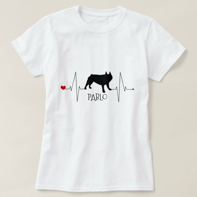 Personlig Fransk Bulldog Kärlek Mitt Hund Hjärtssl T-shirt (Design framsida)