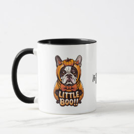 Personlig Fransk Bulldog Little Boo Halloween Mugg